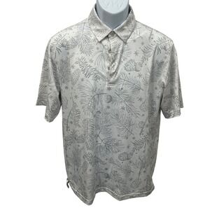 Walter Hagen 11 Majors Golf Polo White Grey Pinecone Snowflake Winter Print S